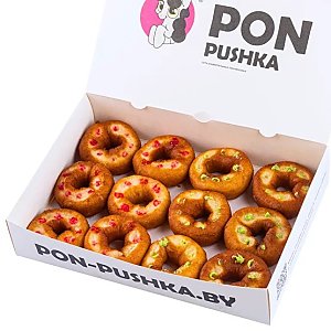 Бокс пончиков с начинкой фисташка, PON-PUSHKA (на Огинского) - Гродно