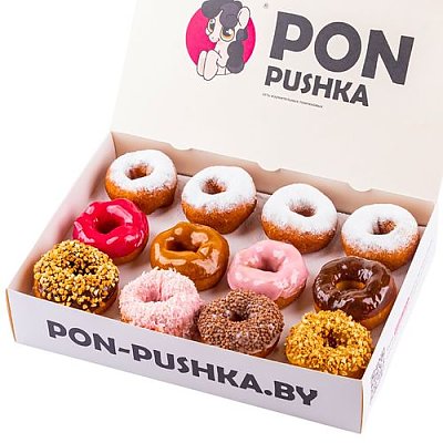 Заказать Бокс пончики Ассорти M, PON-PUSHKA (на Огинского) - Гродно