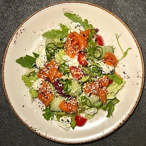 Салат Форель и творожный сыр, Костер