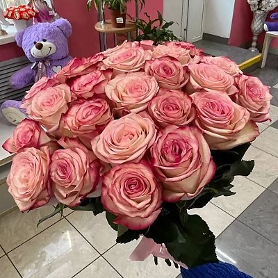 Заказать Букет из 21 розы под ленту, Caramel Flowers
