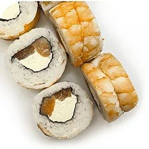 Ролл с тигровой креветкой и лососем, Caviar Sushi