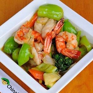 Креветки с овощами, China Stix