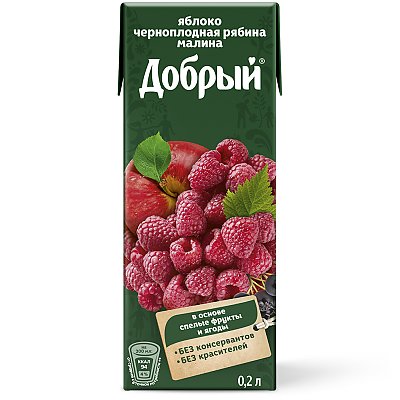 Заказать Нектар Добрый Яблоко-рябина-малина 0.2л, КАКТУС