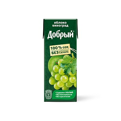 Заказать Сок Добрый Яблоко-виноград 0.2л, КАКТУС
