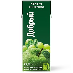 Сок Добрый Яблоко-виноград 0.2л, КАКТУС