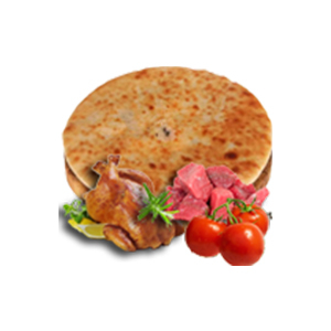 Закрытый пирог со свининой, куриным филе и помидорами (750г) постное тесто, Пироговая №1