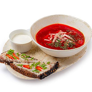 Борщ с закуской из шпика, CAFE GARAGE - Гродно