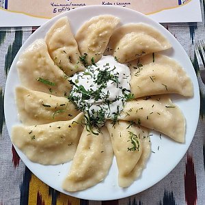 Пельмени с яйцом и картофелем, Узбекская Чайхана