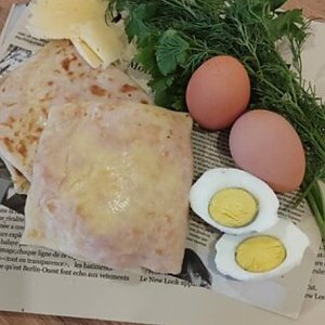 Блинчики с яйцом, укропом и сырным соусом, Флорида