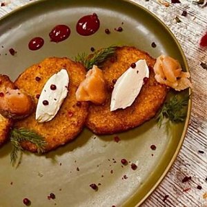 Драники с семгой и творожным сыром, Флорида