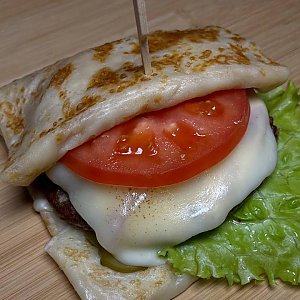 Бургер блин с куриной котлетой, Шеф Блинчик