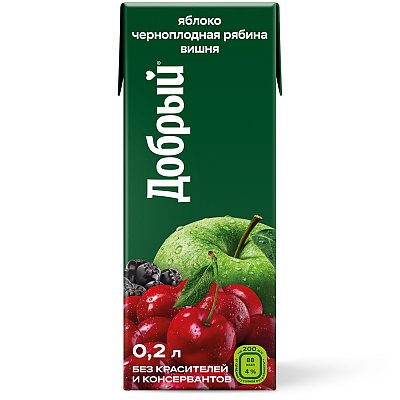 Заказать Нектар Добрый из яблок, рябины и вишни 0.2л, Foodex