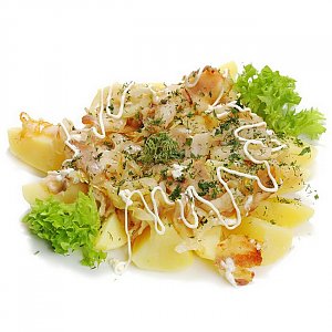 Картофель отварной со шкварками и луком, BEERлога