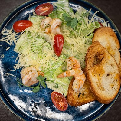 Заказать Салат Цезарь с креветками, Rasskazov