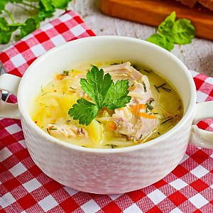 Суп куриный с вермишелью и плавленым сыром, Сытый Папа - Обеды