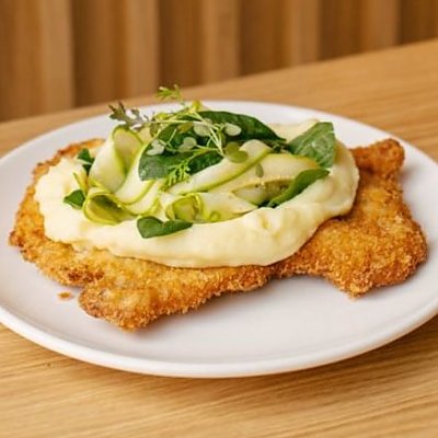 Заказать Отбивная по-милански из свинины с пюре и салатом, PaPi Pizza