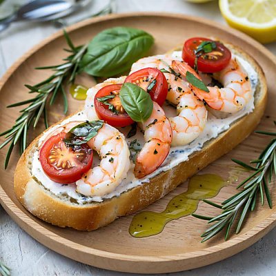 Заказать Брускетта с креветками, Фуршеринг (Пельмени с характером)