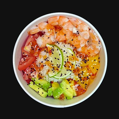 Заказать Поке с креветкой и персиком на подушке из сыра, СУШИ МАФИЯ