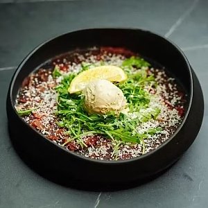 Карпаччо из говядины с мороженым из белых грибов, Амазонка - Минск