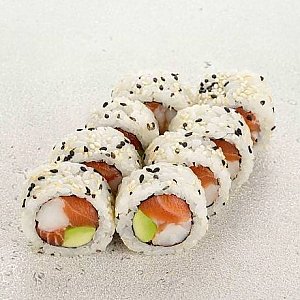 Ролл с лососем, креветкой и огурцом, Ежик