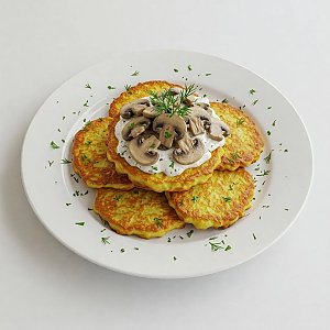 Драники с грибами и беконом, Ежик