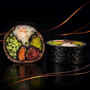 Кето ролл (лосось, тунец, креветка) в копченом лососе, RollBerry