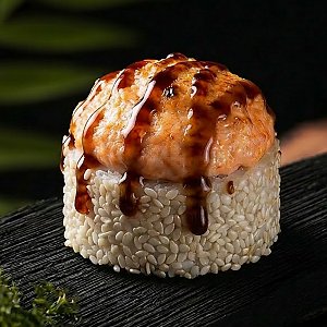 Запеченный ролл с лососем и креветкой, Ролл на стол