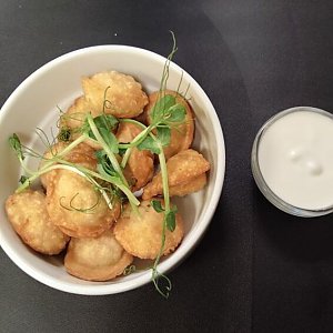 Пельмени куриные жареные, Драники, блины & пельмени