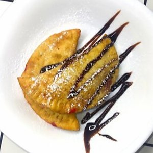 Мини-чебуреки с вишнёвым повидлом, Драники, блины & пельмени