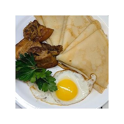 Заказать Блины со шкварками и яйцом, Домашняя Трапеза