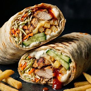 Шаурма Классическая с фри и сыром Большая, Сайгон у Нины