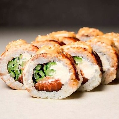 Заказать Ролл с лососем и угрем, Много Рыбы