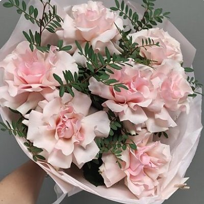 Заказать Букет из французских роз с зеленью фисташки, Вальс Цветов