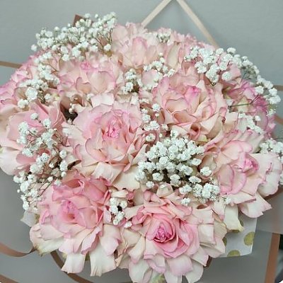 Заказать Букет из французских роз с гипсофилой, Вальс Цветов