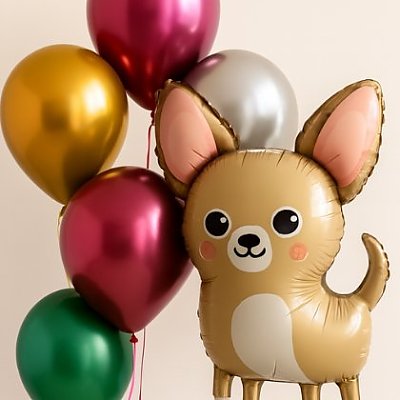 Заказать Сет из 5 воздушных шаров и собачки, Вальс Цветов