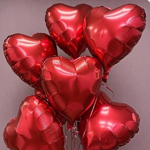 Сет из 7 фольгированных шаров-сердец, Вальс Цветов