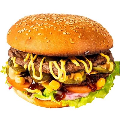 Заказать Бэк Бургер с двойной говяжьей котлетой, Панакота