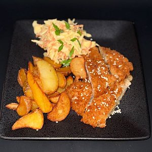 Шницель куриный с картофелем, Бар Медведь
