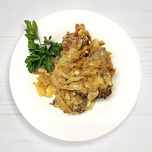 Печень говяжья жареная с луком, ТеремЪ