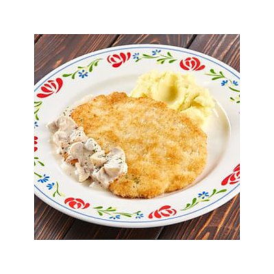 Заказать Шницель с грибным соусом и картофельным пюре, Васильки - Могилев