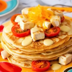 Блинчик с жареной курочкой, томатом, сыром и чесночным соусом, Блинная - Могилев