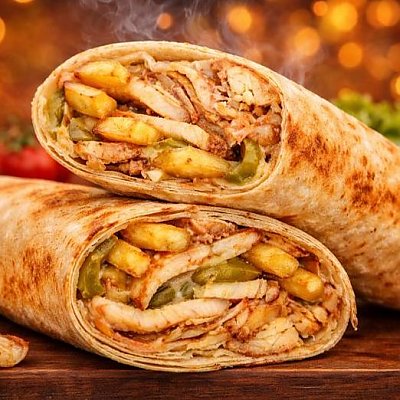 Заказать Шаурма Арабская куриная с картошкой фри (300г), Сирийская Шаурма