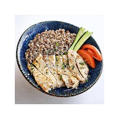 Заказать Каша гречневая с куриным филе и свежими овощами, Свеча