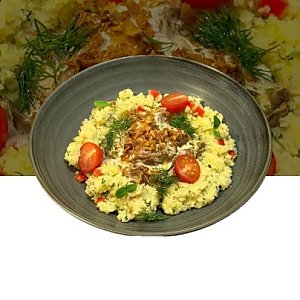 Баранина томленая с кускусом и овощами, Гурманофф