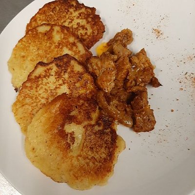 Заказать Драники с поджаркой из свинины, Платина