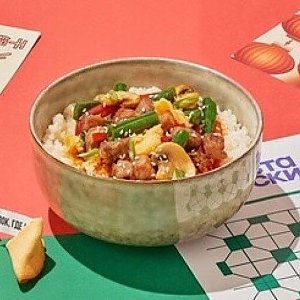 Рис с лососем и овощами терияки, Чайка · Суши