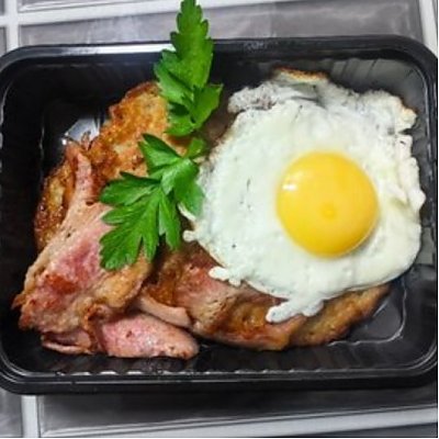 Заказать Драники с грудинкой и яйцом, Быстрая Трапеза