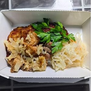 Драники со шкварками и квашеной капустой, Быстрая Трапеза
