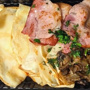 Блинчики с беконом и грибами, Быстрая Трапеза