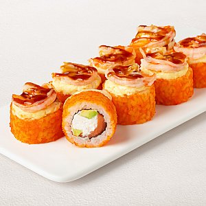 Запеченный ролл Креветка с лососем и моцареллой, Суши WOK - Витебск